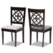 Baxton Studio Renaud Modern and Contemporary Grey Fabric Upholstered and Dark Brown Finished Wood 2-Piece Dining Chair Set